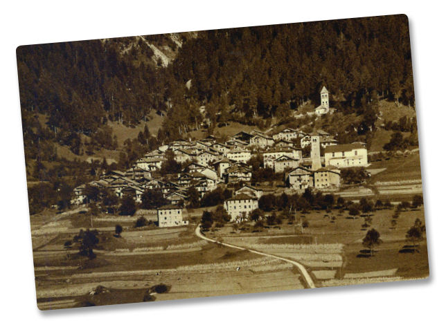 Foto d'epoca color seppia raffigurante Nebbiù di Cadore nel 1931